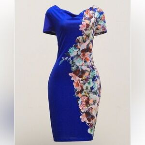 Yumi Printed Jersey Cowl Neck Dress Sz 10 US